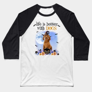 Vizsla Witch Hat Life Is Better With Dogs Halloween Baseball T-Shirt